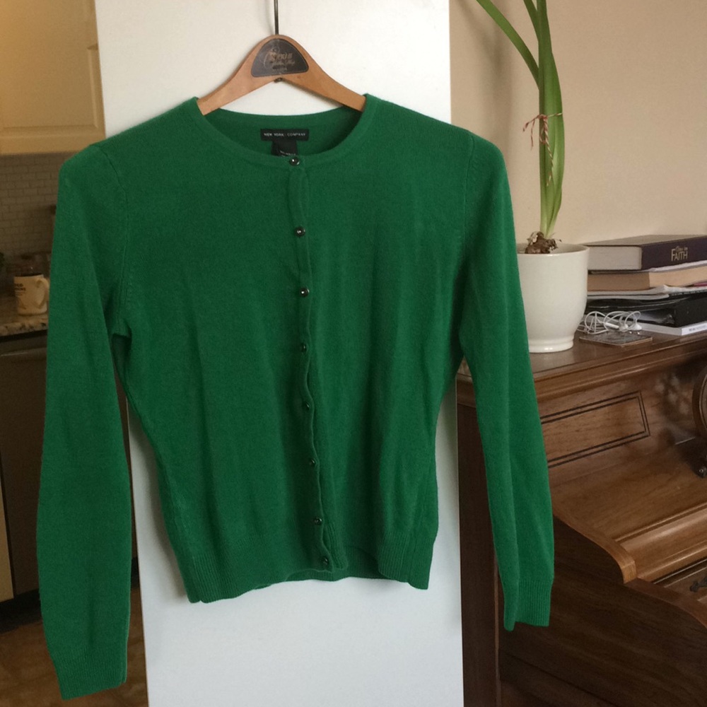 Green Cardigan with Jeweled Buttons | NY&CO